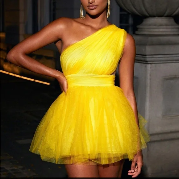 Mew Mews Essie One Shoulder Tulle Maxi Dress - Picture 4 of 8